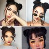 mdgfge Space Buns Hair Piece Mini Short Claw Clip in Messy Cat Ears Fake Hair Bun Extensions Synthetic Wig Accessory Updo Hairpieces for Women Girls Daily Use (2PCS)