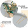 Latious Emerald Bride Wedding Leaf Hair Pins Gold Green Crystal Bridal Hair Pieces Rhinestones Prom Hair Accessories for Women and Girls (Pack of 3) (Gold)