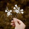 Sooshin 2 Pieces Porcelain Flower Bridal Hair pins Pearl Wedding Hair Accessories for Brides and Bridemaids Rhinestone Bridal Headpieces for wedding Crystal Hair Pins for Women and Girls (Silver-C)