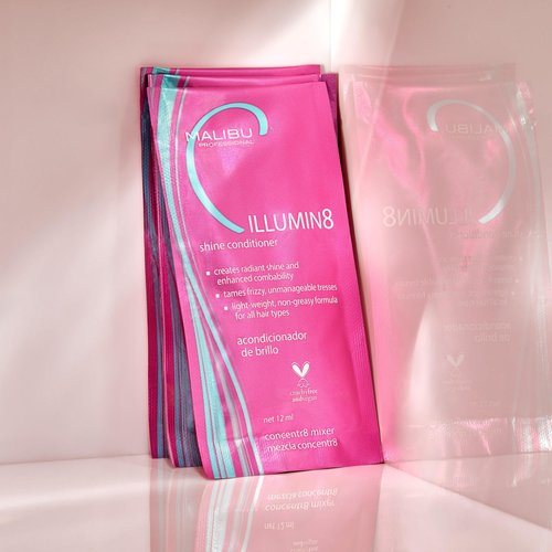 Malibu C ILLUMIN8 Shine Conditioner (6 Packets) - Concentrate for Hair Shine & Manageability - Lightweight, Non-Greasy Hair Conditioner for All Hair Types