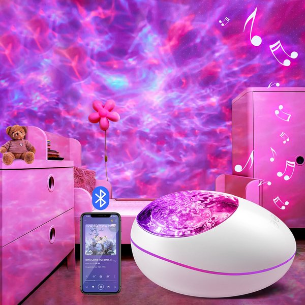 Mubarek Skylight Projector with 8 White Noise, 124 Light Options Ceiling Projector Lights for Bedroom, Remote+360°Rotating+AUTO Timer Skylight Projector Ceiling Light Projector for Bedroom, Skylight