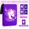 Card Binder for Lorcana/Game Cards, 400 Cards Holder Zipper Card Binder Gift for Girls with 50 Removable Sleeves, Card Binder 4 Pocket Trading Cards Album Collection Binder （Purple）