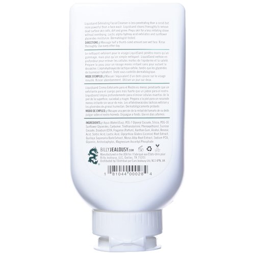 Billy Jealousy LiquidSand Exfoliating Face Cleanser for All Skin Types, Mens Face Wash for Daily Exfoliation of Dead Skin Cells & Grime, Cleans, Softens & Nourishes Skin, 33.8 Fl Oz
