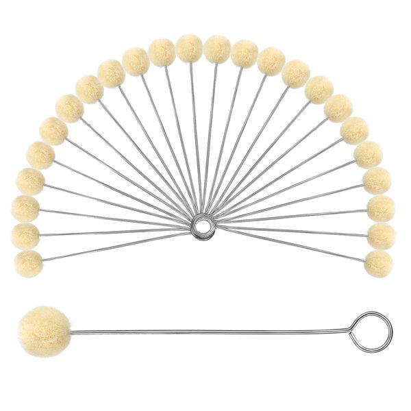 BUTUZE 25 Pcs Wool Daubers Wool Daubers Ball Brush Leather Dye Tool with Metal Handle Wool Daubers for Leather Dyes for DIY Crafts Projects