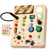 Sabdrau Montessori Busy Board Toys: Wooden Sensory Toy for Toddler with LED Light Up Switch, Educational/Christmas/Birthday Gifts for 1-3 Year Old Boys & Girls