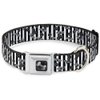 Buckle-Down 16-23" Cherries Scattered/Vertical Stripe White/Black/Grays Dog Collar Bone, Wide Medium
