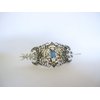 Generic Silver moon pentagram crescent metal blue stone hair slide stick clip barrette