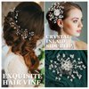 64 Pieces Wedding Hair Comb Set, Include 20 Flower Rhinestone Hair Sticks, 20 Pearl Hair Pins, 3 Crystal Pearl Combs, Pearl Wedding Hair Vine, 20 U Shaped Pearl Hair Clip (Classic Style)