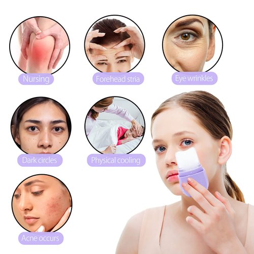 Ambesi Ice Roller for Face, Facial Massage Tools, Reusable Cube Mold, for Eyes and Neck to Brighten Skin & Enhance Glow / Tighten & Tone Skin & De-Puff The Eye Area