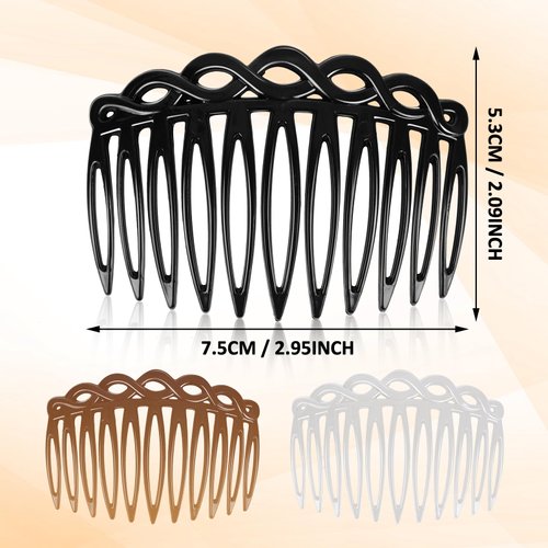 COMNICO 6 Pcs French Hair Side Combs, Women Hair Comb Accessories Set Plastic Twist Decorative Comb Hair Clips 4 Colors Bridal Wedding Veil Teeth Hair Combs for Multiple Hairstyles Girls Women