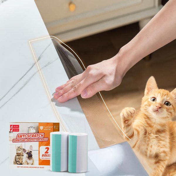Panther Armor Anti Scratch Furniture Protector, 2X Rolls, Window Sill Protector, Furniture Scratch Guards for Cats, Furniture Protectors from Cats Scratching, 4in x 20ft
