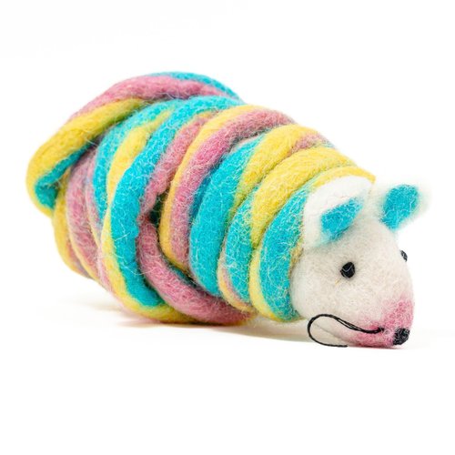 Catch a Mouse by The Tail Wool Cat Mouse Toy with a 6-Foot Tail for Indoor Cats Kittens. Cute Cat Toy Mouse Cat Toy. Rat Plush Toy, Fake Mouse, Mice. No Catnip. Pride (Unicorn Swirl)