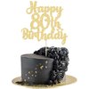 Gyufise 1Pc Happy 80th Birthday Cake Topper Glitter Cheers to 80 Years Old Birthday Cake Pick for Happy 80th Birthday Anniversary Party Cake Decorations Supplies Gold