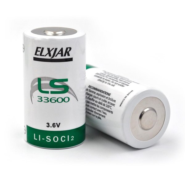 elxjar (2-Pack) 3.6V 19Ah LS33600 D Size Lithium Thionyl Chloride Battery, Replacement for SAFT LS33600, ER34615, Smart Munitions, Unattended Sensors, RFID Tracking