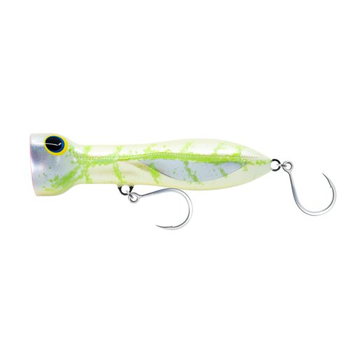 Nomad Design Chug Norris Popper - Offshore Saltwater Fishing Lure with Hydrodynamic Design, BKK Diablo 5X Singles 3/0 Hooks, 120g 4.75", Fireball Red Head