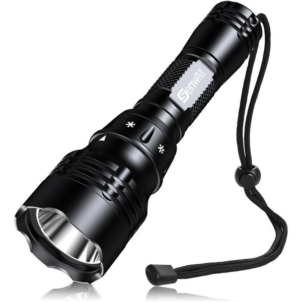 Genwiss Dive Lights Scuba Diving, 5 Modes Rechargeable Underwater Flashlight, 80M Waterproof Dive Flashlight with Battery and Charger for Snorkeling