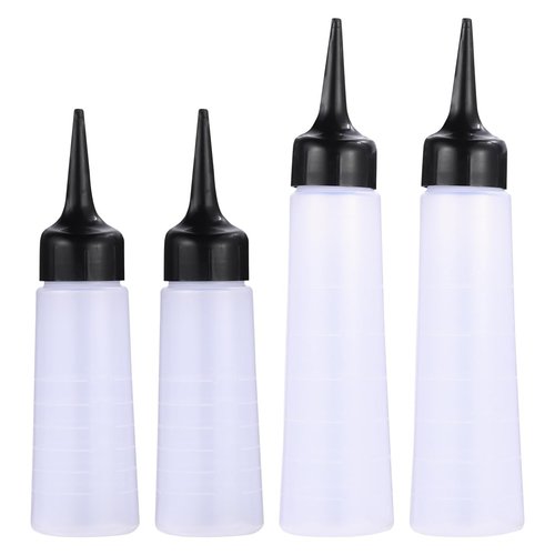 OSALADI Hair Oil Applicator Hair Color Bottle Applicator Clear Squeeze Bottle Hair Dye Bottle Applicator Plastic Refillable Container Storage Holder for Salon Scalp Treament Color Hair Dye