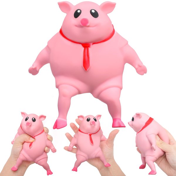 Liliful Pig Squeeze Stretch Pink Pig Toy Novelty Funny Cute Squeeze Pig Animal Stress Relief Toys for Anxiety for Adults Stress Relief Gifts for Women Men Fidget Decompress