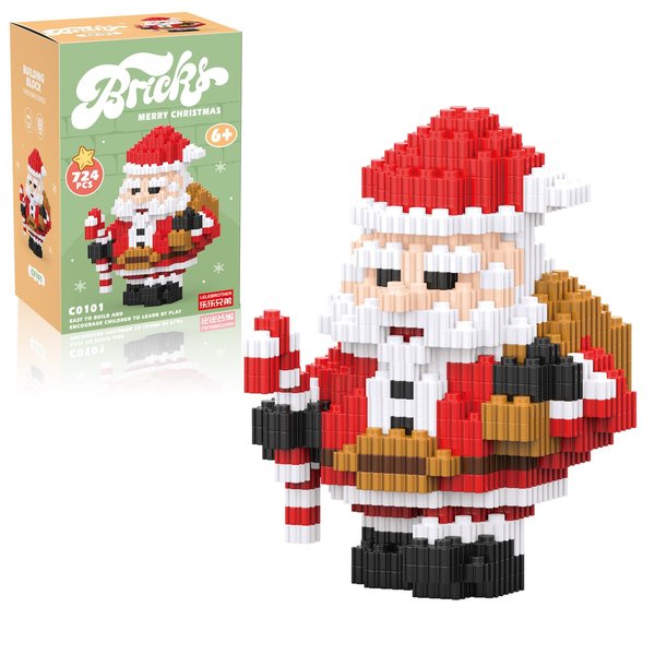 Hisgeru Christmas Building Blocks Santa Compatible with Lego Christmas Micro Blocks Stacking New Toys Holiday Present Box New Year Birthday Gifts for Kids 7 8 9 10 11 12 Years Old (Santa Claus)