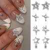 32Pcs Star Nail Charms 3D Silver Nail Charms Rhinestones for Acrylic Nails Designs Star Nail Gems Starlight Nail Jewels Shiny Crystal Nail Art Supplies for Women Girls DIY Manicure Charms Accessories