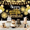 Black and Gold Happy Birthday Backdrop Banner for Women Men Birthday Party Backdrop, Classic Car Happy Birthday Sign Party Decorations Supplies (10X8FT, Polyester)