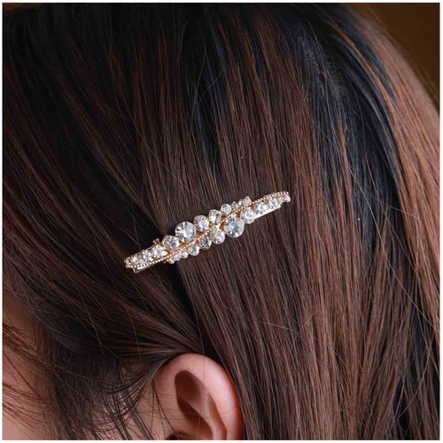 Yheakne Vintage Crystal Hair Clip Pin Gold Rhinestone Hair Pins Clip Cz Wedding Hair Barrette Shine Crystal Headpieces Decorative Hair Piece Metal Head Clip Gothic Hair Accessories for Women and Girls (Crystal)