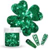 Laza 2g Chunky Glitter for St. Patrick's Day Clove Confetti Holographic Nail Charms Sequins Stickers Sparkle for DIY Crafts Nail Art Decoration Party Face Body Make Up Resin - Grass Green