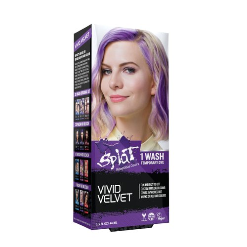 Splat Vivid Velvet 1 Wash Temporary Hair Dye, 1.5 oz. Single Application, Comb Applicator and Quick Dry Formula, Easily Washes Out, Vegan & Cruelty Free Temporary Hair Color
