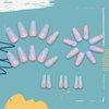 Press on Nails Medium Coffin Fake Nails with Glue Macaron Color Gradient Designs False Nails Glitter Full Cover Stick on Nails Reusable Acrylic Artificial Nails Glue on Nails for Women 24Pcs