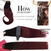 Moresoo Balayage Clip in Hair Extensions Black to Wine Red Hair Extensions Clip ins Real Human Hair Ombre Black to Burgundy Clip in Human Hair Extensions Full Head 16inch 7pcs/120g