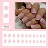 White French Tip Press on Nails Short Square Fake Nails Glossy Pink False Nails with Glue on Nails Reusable Full Cover Stick on Nails Acrylic Artificial Nails for Women DIY Nails Art Decoration