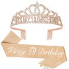 BAHABY Rose Gold It's My 18 Birthday Sash and Crown 18th Birthday Decorations for Girls Birthday Tiara Birthday Party Favors