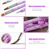 TOROKOM 19 Pcs Nail Art Brushes Acrylic Nail Brush Set for Acrylic Application, UV Gel Nail Polish Brush Nail Art Painting Brush Dotting Tool Nail Dust Remover Brushes for Nail Salon Art Tools(Purple)
