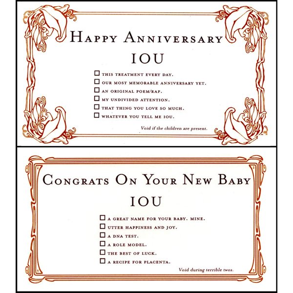 Quiplip IOU24026PCK IOU Greeting Cards, White 6 Pack