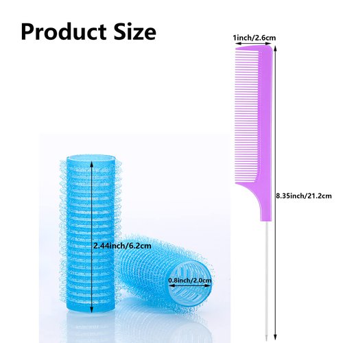 MOODKEY 36PCS Self Grip Small Hair Curlers Heatless Roller Hair Curlers Pro Salon Hairdressing Curler DIY Curly Hairstyle Hair Rollers Tools Rat Tail Comb for Women Medium Short Hair(0.8 x 2.4 Inch)