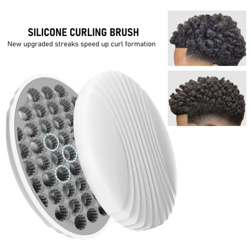 PARAO-Silicone Curling Brush,Magic Wave Hair Afro Comb,Two Sides Interchange Hair Twist Tool,Hair Curler Brush For Men Women Boy Girl,2-Piece Set（Gray）