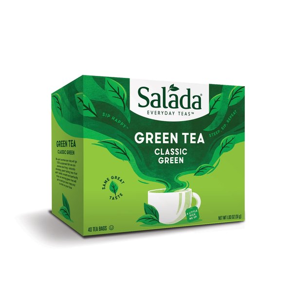 Salada Green Tea with 40 Individually Wrapped Tea Bags Contains Caffeine Brew Hot Naturally Flavored Rich in Antioxidants Zero Calories