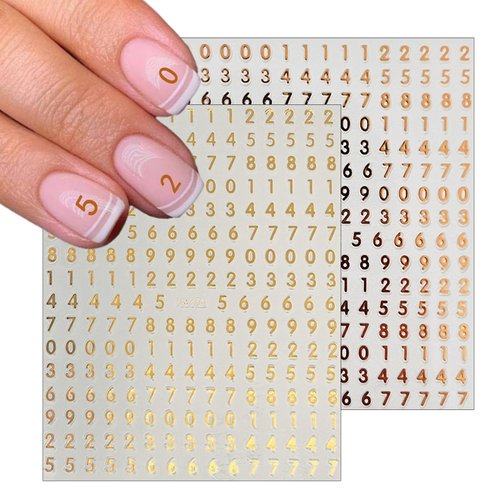 Letter Nail Stickers Holographic Number Nail Art Stickers 3D Self-Adhesive Black White Number Nail Decals Gold Silver English Character Nail Designs Supplies for Women DIY Nail Decoration 8 Sheets