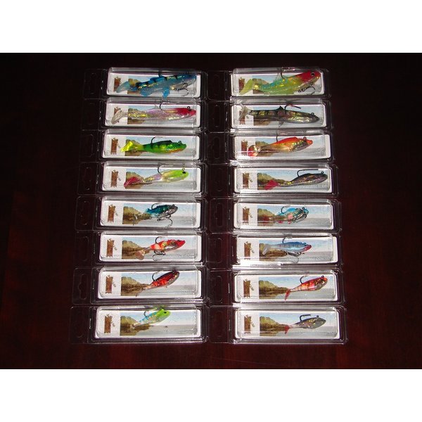 Lot of 16 NIB Weighted Soft Plastic Paddle Tail Bass Trout Fishing Lures w/Hooks
