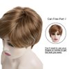 Dsimeig Short Wigs for White Women Blonde Highlights Synthetic Hair Wig Layered Halloween Cosplay Wig,Brown