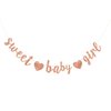 BEISHIDA Rose Gold Sweet Girl Baby Glitter Banner,NO DIY, Pre-Strung Baby Shower Gender Party Banner For Girl, Girl Baby Shower Decorations,Girl Baby Shower Sign,First Birthday party supplies