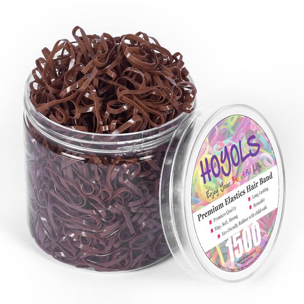 HOYOLS Brown Hair Ties Elastic Bands Small Rubber Bands for Girls Women’s Hair No Damage Mini Stretchy Ponytail Holders Tiny Hairtie for Fine Thin to Medium Hair Bulk 1500pcs TPU (Brown)