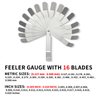 2 Pack Feeler Gauge with 32/26 Blades and 1 Pack Offset Feeler Gauge with 16 Blades - Stainless Steel Feeler Gauge Dual Marked Metric and Imperial Gap Measuring Tool for Automotive Repair