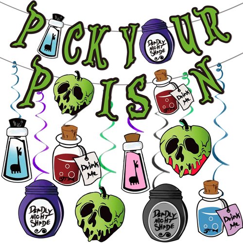 Pick Your Poison Banner for Hocus Pocus Party Decorations Potion Bar Banner Decoration Halloween Party Decor Halloween Party Supplies for Adults