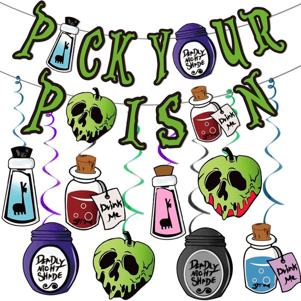 Pick Your Poison Banner for Hocus Pocus Party Decorations Potion Bar Banner Decoration Halloween Party Decor Halloween Party Supplies for Adults