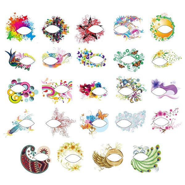 24pcs Eye Temporary Tattoos Face Eyeshadow Makeup Stickers Eyeliner Decals for Halloween Carnival Christmas Masquerade Party