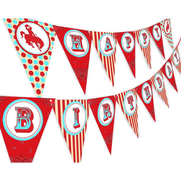 Cowboy Happy Birthday Banner Pennant