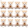 Arrowbash 12 Pcs Operation Christmas Mini Bears for Baby Shower 4 Inch Small Bear Bulk Tiny Bear Plush Stuffed Animal Toys Soft Bear Doll for Birthday Party Favors Keychain DIY Craft(Apricot)