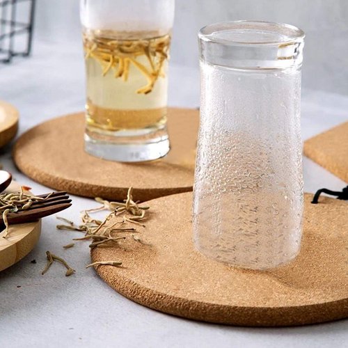 CRCHOM Cork Trivet 4 Pack Round Cork Hot Pads for Dishes 8" x 0.4" High Density Thick, Cork Hot Pads for Kitchen, Heat Resistant Cork Trivets for Pots and Pans, Cork Mat for Countertop & Table
