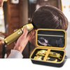 Case Compatible with Hair Clipper Barber, Trimmer Travel Storage Organizer for T Finisher Liner, Comb Cutting Guide, Clipper Blade Oil, Cleaning Brush and Other Grooming Kit - Black Case+Gold Zipper